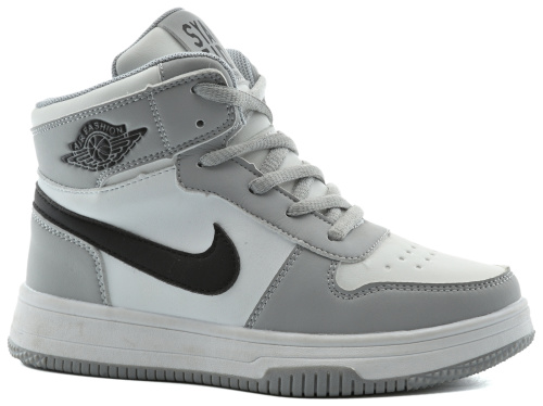 Ботинки детские Микаса (38 (24.0см), Белый/серый, Кожа искусственная, Текстиль, Кожа натуральная, ТПР)