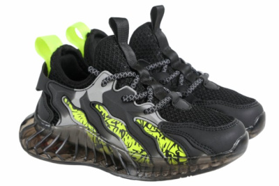 Кроссовки для мальчика INDIGO KIDS (35 (22.0см), Черный/зеленый, Иск.кожа/текстиль, Хлопок 30%, полиэстер 70%, Хлопок 30%, полиэстер 70%, ТЭП)