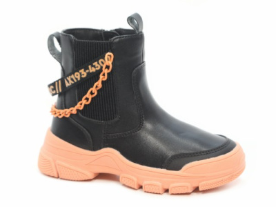Ботинки детские INDIGO KIDS (27 (17.0см), Черный/оранжевый, Иск.кожа/текстиль, Хлопок 80%, полиэстер 20%, Хлопок 80%, полиэстер 20%, ТЭП)