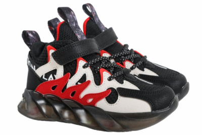 Кроссовки детские INDIGO KIDS (34 (21.5см), Черный/красный, Иск.кожа/текстиль, Хлопок 30%, полиэстер 70%, Хлопок 30%, полиэстер 70%, ТЭП)