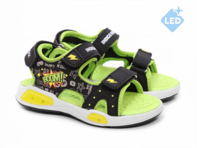 Сандалии для мальчиков INDIGO KIDS (25 (16.5см), Черный/зеленый, Кожа искусственная, Хлопок 80%, полиэстер 20%, ЭВА, ЭВА\ТЭП)
