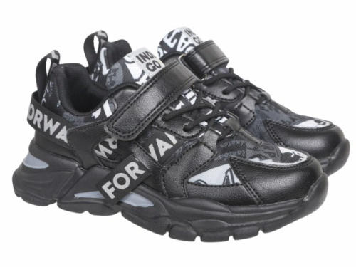 Кроссовки детские INDIGO KIDS (32 (20.5см), Черный, Иск.кожа/текстиль, Хлопок 30%, полиэстер 70%, Хлопок 30%, полиэстер 70%, ЭВА)