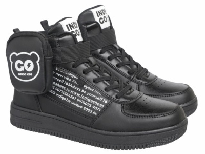 Ботинки детские INDIGO KIDS (36 (23.0см), Черный, Кожа искусственная, Хлопок 30%, полиэстер 70%, Хлопок 30%, полиэстер 70%, ТЭП)