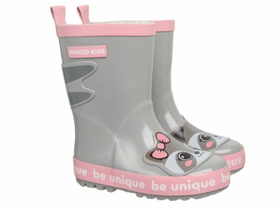Сапоги резиновые INDIGO KIDS (26 (16.5см), Серый, Резина, Хлопок 80%, полиэстер 20%, Хлопок 80%, полиэстер 20%, Резина)
